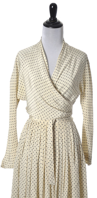 1950's Vera Maxwell 2 Pc Silk Polka Dot Dress Lord & Taylor - Dressing Vintage