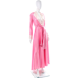 1990s Vergotis Pink Silk Long Full Sweep Robe