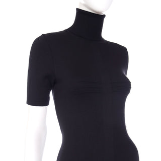 2008 Versace Black Knit Bodycon Dress W Raised Detail sz 40