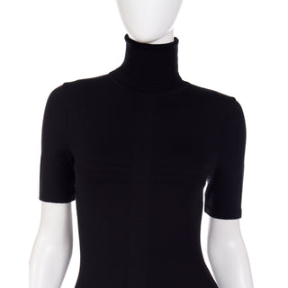 2008 Versace Black Knit Bodycon Dress W Raised Detail 40