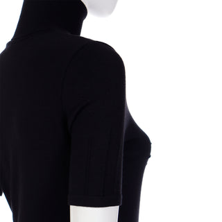 2008 Versace Black Knit Bodycon Dress W Raised Detail Size 40