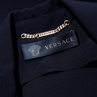 2000s Deadstock Versace Black Open Blazer Jacket w Open Slash Draped Back Donatella 