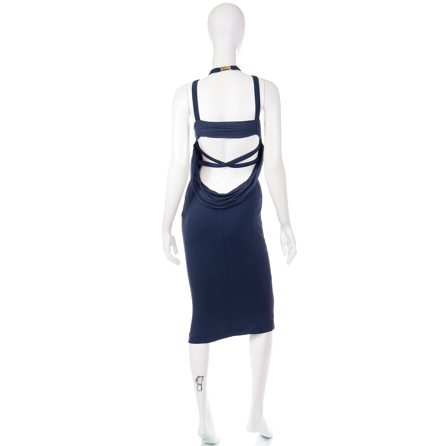 Runway 2006 Versace Strappy Keyhole Blue Evening Dress Modig Runway 2006 Versace Strappy Keyhole Blue Evening Dress Modig