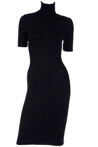 2008 Versace Black Knit Bodycon Dress W Raised Detail