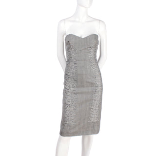 Documented SS 1998 Versace Houndstooth Strapless Dress