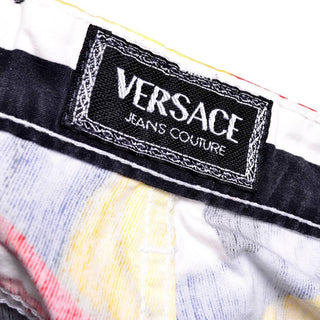 Rare Vintage Gianni Versace Jeans Couture Pants W Novelty Flag Print 26 XS - Dressing Vintage