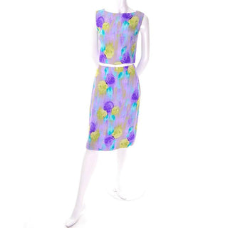 Purple watercolor flower Versace Couture dress