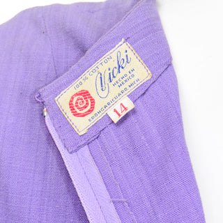 1960s Vicki Purple Cotton Embroidered Mexican Dress
