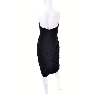 Black Vintage Vicky Tiel Pleated Bodycon Dress