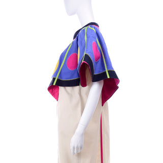 Victor Costa Vintage House Dress W/ Colorful Butterfly Wing Sleeves