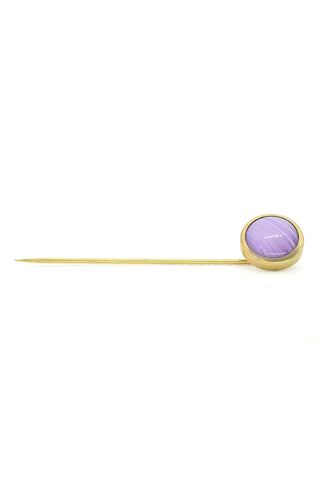 Victorian Purple Agate Gold Stick Pin