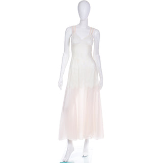 1950s Schiaparelli Pink & Ivory Nightgown and Peignoir Robe Set Negligee