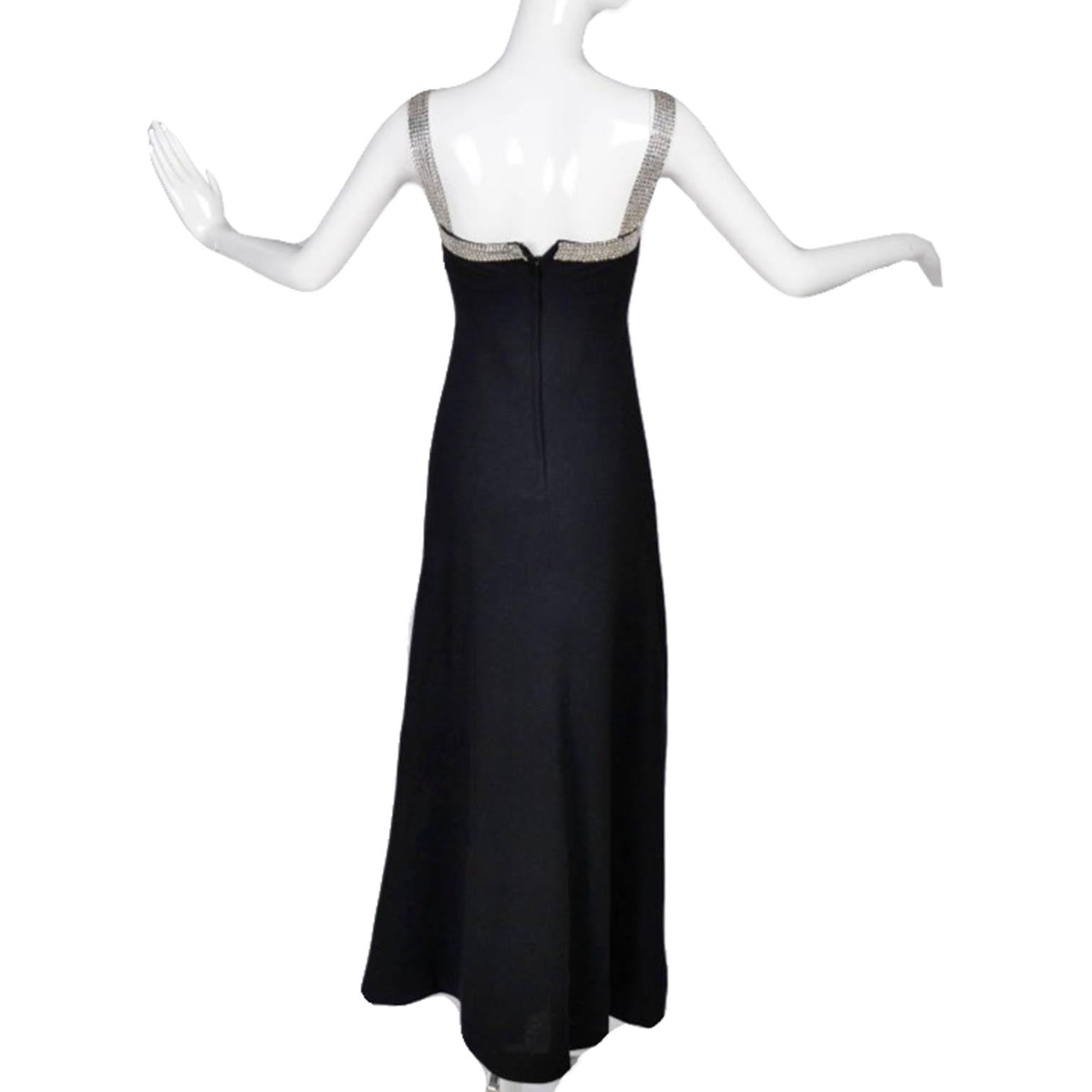 1970s evening dresses Vintage I Magnin Black Evening Gown Dress With Rhinestones – Modig