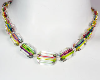 30s Art Deco Vintage Rainbow Glass Necklace