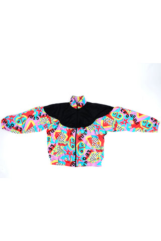 1980s Bright Colorful AKITA Activewear Leopard Zip Front Jacket Windbreaker