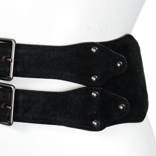 Vintage Alaia black suede belt with dramatic points