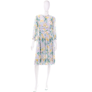 Albert Nipon Vintage Abstract Pastel Floral Dress