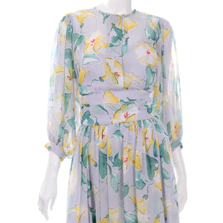 Albert Nipon Vintage Abstract Pastel Floral Dress