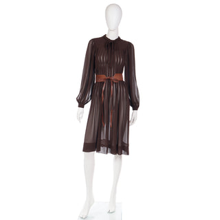 1970s Albert Nipon Pleated Dress with Belt