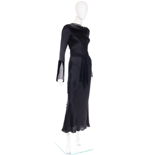 1990s Alberta Ferretti Vintage Black Silk Evening Dress 6