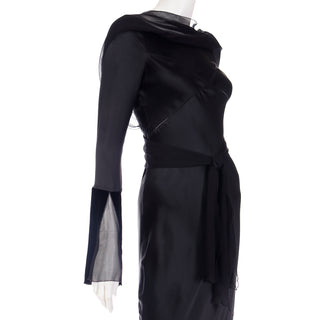 1990s Alberta Ferretti Vintage Black Silk Evening Dress ethereal movement