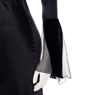 1990s Alberta Ferretti Vintage Black Silk Evening Dress Liquid satin