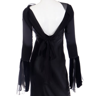 1990s Alberta Ferretti Vintage Black Silk Evening Dress Small