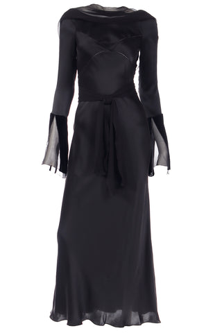 1990s Alberta Ferretti Vintage Black Silk Evening Dress