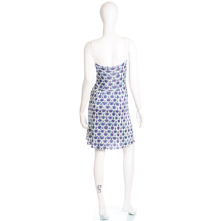 Vintage Alberta Ferretti Blue Jersey Low V Dress s