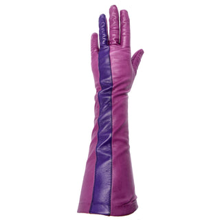 Vintage Anne Klein Leather Purple and Magenta Gloves 7