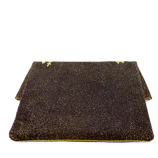 Vintage 1960s Hand Embroidered Beaded Fold Over Clutch Evening Bag with gold embroidery