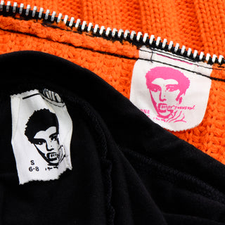 Betsey Johnson Punk Label Orange Chunky Knit Zipper Sweater W Mini Skirt