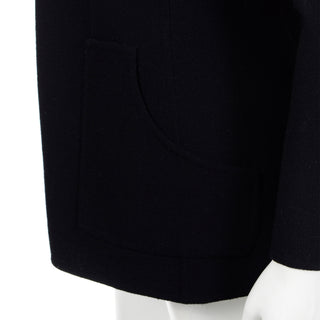 American Designer 1990s Bill Blass Vintage Black Skirt & Jacket Suit w Rhinestone Buttons