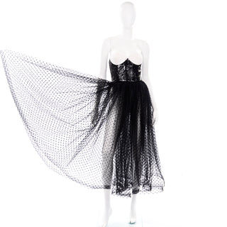 Vintage Bill Blass Tulle Sequin Strapless Dress Bustier