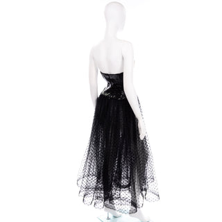 Vintage Bill Blass Tulle Sequin Strapless Evening Dress