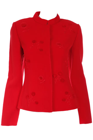 1990s Bill Blass Embroidered Vintage Red Jacket