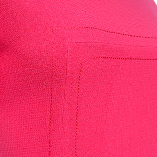 Unique Top Stitching on Bill Blass Pink Wool Crepe Day Dress
