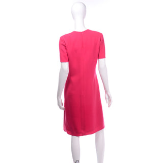 Bill Blass Vintage Pink Wool Crepe Short Sleeve Dress
