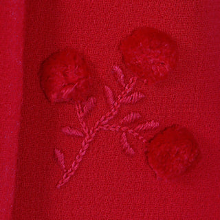 1990s Bill Blass Embroidered Flower Vintage Red Jacket