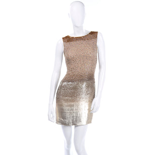 F/W 1997 Bill Blass Ombre Ombre Bronze & Gold Bead & Sequin Evening Dress