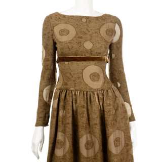 Vintage Bill Blass American Designer Evening Dress Brown Silk