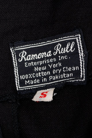 Vintage Ramona Rull Long Black Cotton Dress W Fish Applique