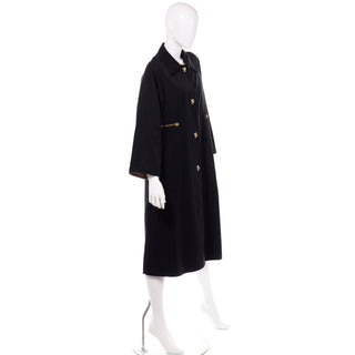 All Weather 1970s Vintage Bonnie Cashin Black Coat  Raincoat w Cashmere Lining