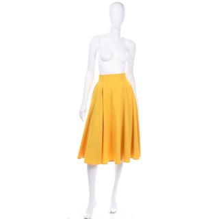 Vintage Calvin Klein Mustard Yellow Full Skirt merino wool