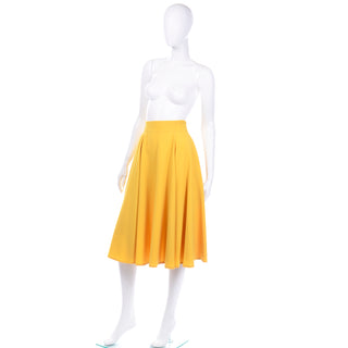 High Waist Vintage Calvin Klein Mustard Yellow Full Skirt