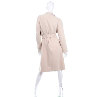 Vintage 100% Cashmere Cream Coat With Pockets and Sash Belt one size