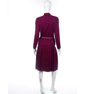 Chanel Haute Couture Vintage 2 Pc Dress Magenta & Black Skirt & Jacket w Belt Mcquire