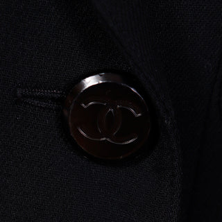Chanel 1998 Fall Winter Vintage Black Wool Blazer Single Button Jacket cc silk lining