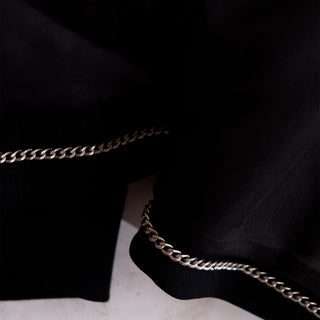 Chanel 1998 Fall Winter Vintage Black Wool Blazer Single Button Jacket chain at hem