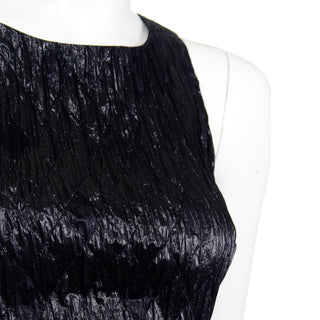1983 Chanel by Karl Lagerfeld Black Sequin Skirt Suit with Matching crinkle Top 